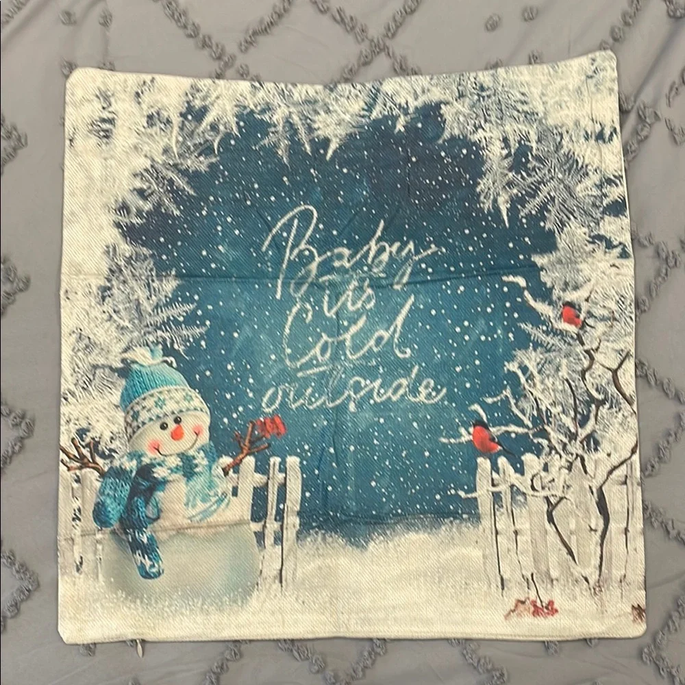 Winter Themed Decorative indoor outdoor pillow covers set of 4 nwot